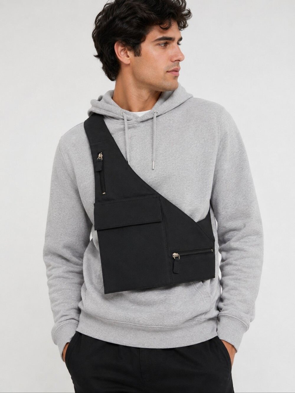 NWOT French Connection Black Utility Sling Crossbody Bag